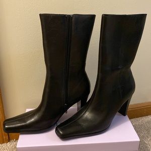 Women’s leather black square toe boots size 7